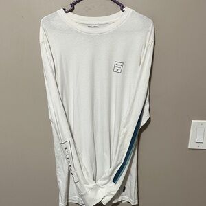 Billabong White Long Sleeve Logo Tee with Small Chest Badge